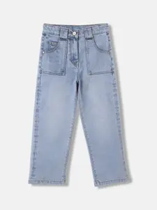 Blue Giraffe Girls Straight Fit Clean Look Light Fade Stretchable Jeans