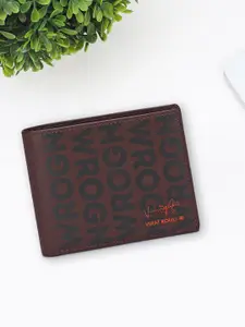 WROGN Men Typography Printed Leather Two Fold Wallet