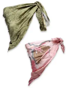 Leeza Store Women Pack Of 2 Satin Scarves