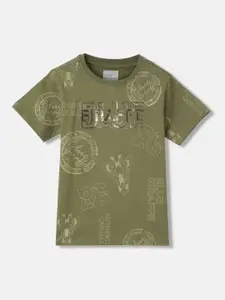 Blue Giraffe Boys Abstract Printed Round Neck Short Sleeves Cotton T-Shirt
