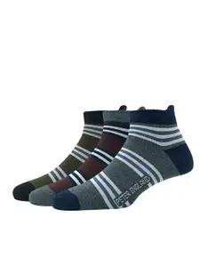 Peter England Men Pack Of 3 Striped Ankle Length Socks