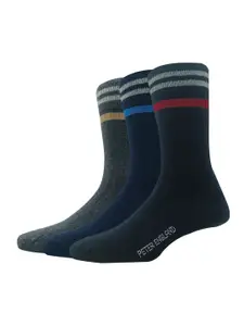 Peter England Men Pack Of 3 Patterned Calf Length Socks