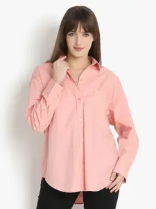 putsum Classic Spread Collar Opaque Cotton Oversized Casual Shirt