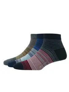 Van Heusen Men Pack Of 3 Striped Cotton Ankle-Length Socks