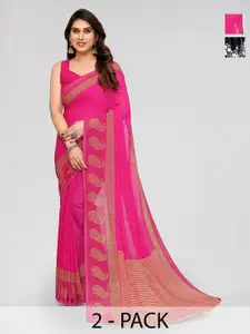 ANAND SAREES Selection Of 2 Floral Printed  Sarees