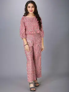MAIYEE Printed Top With Trousers