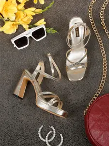 Flat n Heels Textured Open To Block Heels