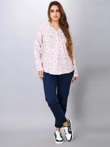 MAIYEE Floral Print Round Neck Shirt Style Top