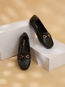 Flat n Heels Women Round Toe Slip-On Horsebit Loafers