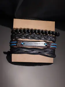 The Roadster Lifestyle Co Men Set of 4 Leather Adjustable Wrap Bracelet