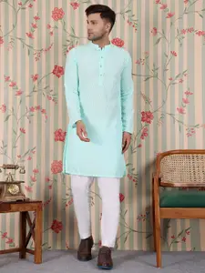 House of Pataudi Ethnic Motifs Embroidered Straight Fit Pastel Kurta