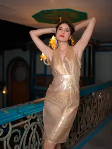 Stylecast X Hersheinbox Sequined Halter Neck Sheath Dress