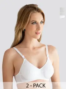 K LINGERIE Pack Of 2 Medium Coverage Pure Cotton Everyday Bra With All Day Comfort