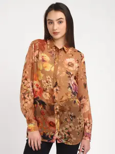 GUESS Floral Printed Spread Collar Casual Shirt