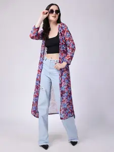 SCORPIUS Floral Printed Chiffon Longline Shrug