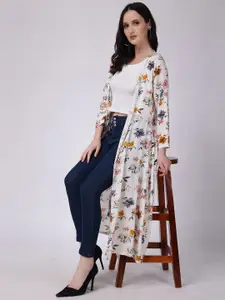 SCORPIUS Floral Printed Longline Open Front Shrug
