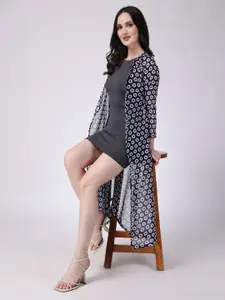 SCORPIUS Women Printed Longline Sheer Shrug