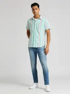 Pepe Jeans Multi Striped Short Sleeves Pure Cotton Oxford Casual Shirt