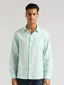 Pepe Jeans Striped Cotton Linen Casual Shirt