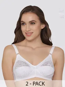 K LINGERIE Pack Of 2 Medium Coverage Pure Cotton Everyday Bra With All Day Comfort