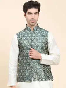 Aanys Culture Printed Woven Nehru Jacket