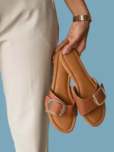 RIVR Buckle Detail One Toe Flats