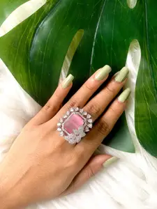 I Jewels Silver Plated & Square Shape Finger Ring