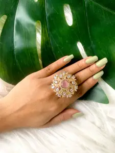 I Jewels Rose Gold Plated & CZ Studded Ring