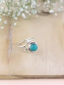 I Jewels Silver Plated & Stone Studded Finger Ring