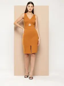 Chemistry Solid Cut-Outs Detail Bodycon Dress
