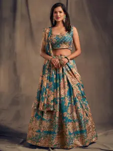 FABPIXEL Embroidered Sequinned Semi-Stitched Lehenga & Unstitched Blouse With Dupatta