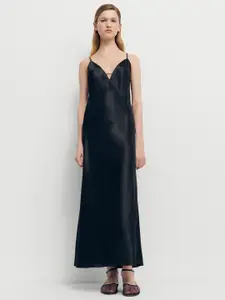 MANGO Satin Sheath Maxi Dress