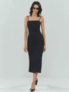 MANGO Denim Bodycon Midi Dress