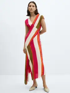 MANGO Striped Bodycon Midi Dress