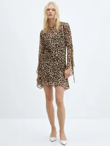 MANGO Animal Print A-Line Mini Dress