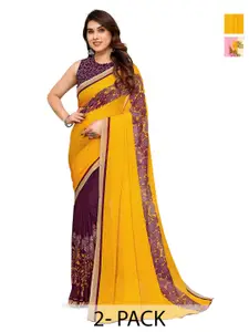 ANAND SAREES Pack Of 2 Printed Georgette Saree