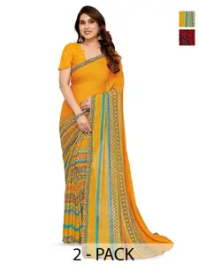 ANAND SAREES Selection Of 2 Floral Printed Sarees