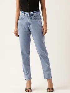 PARIS HAMILTON Boyfriend Fit High-Rise Heavy Fade Acid Wash Stretchable Jeans