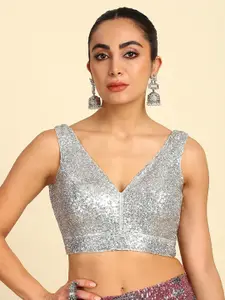 Soch Embellished Sequined Padded Georgette Saree Blouse