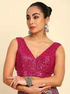 Soch Embellished Sequinned Padded Georgette Saree Blouse