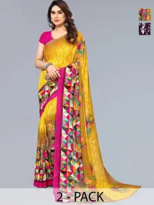 ANAND SAREES Selection Of 2 Printed Poly Georgette Sarees