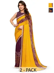 ANAND SAREES Selection Of 2 Floral Printed Sarees