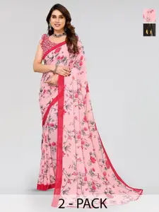 ANAND SAREES Selection of 2 Floral Printed Sarees