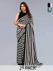 ANAND SAREES Selection Of 2 Striped Sarees