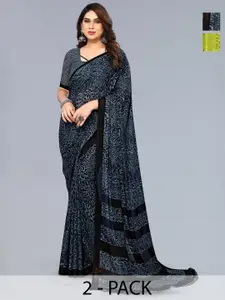ANAND SAREES Selection of 2 Printed Georgette Saree