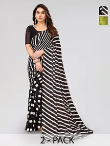 ANAND SAREES Selection of 2 Striped Printed Sarees