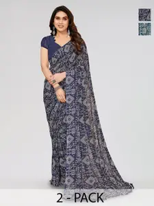 ANAND SAREES Selection of 2 Printed Georgette Saree