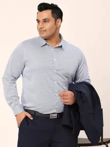 Sztori Plus Size Relaxed Micro Ditsy Printed Cotton Formal Shirt