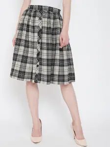 Ruhaans Checked Georgette A-Line Knee Length Skirt