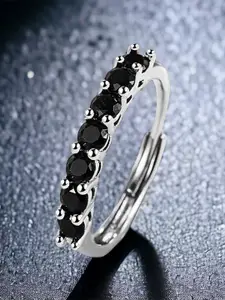 MYKI Silver-Plated CZ Studded Finger Ring
